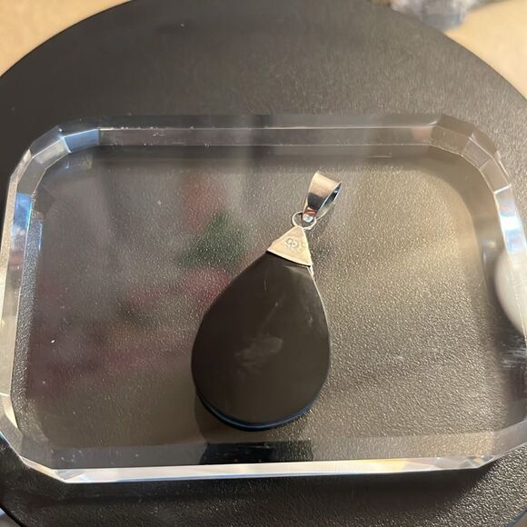 Abalone, teardrop pendant, and sterling silver with sterling silver accents - Picture 4 of 6